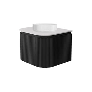 LUKKA ESTELLA MATTE BLACK 600MM CURVE SINGLE BOWL WALL HUNG VANITY