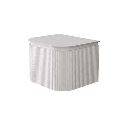LUKKA ESTELLA MATTE WHITE 600MM CURVE SINGLE BOWL WALL HUNG VANITY