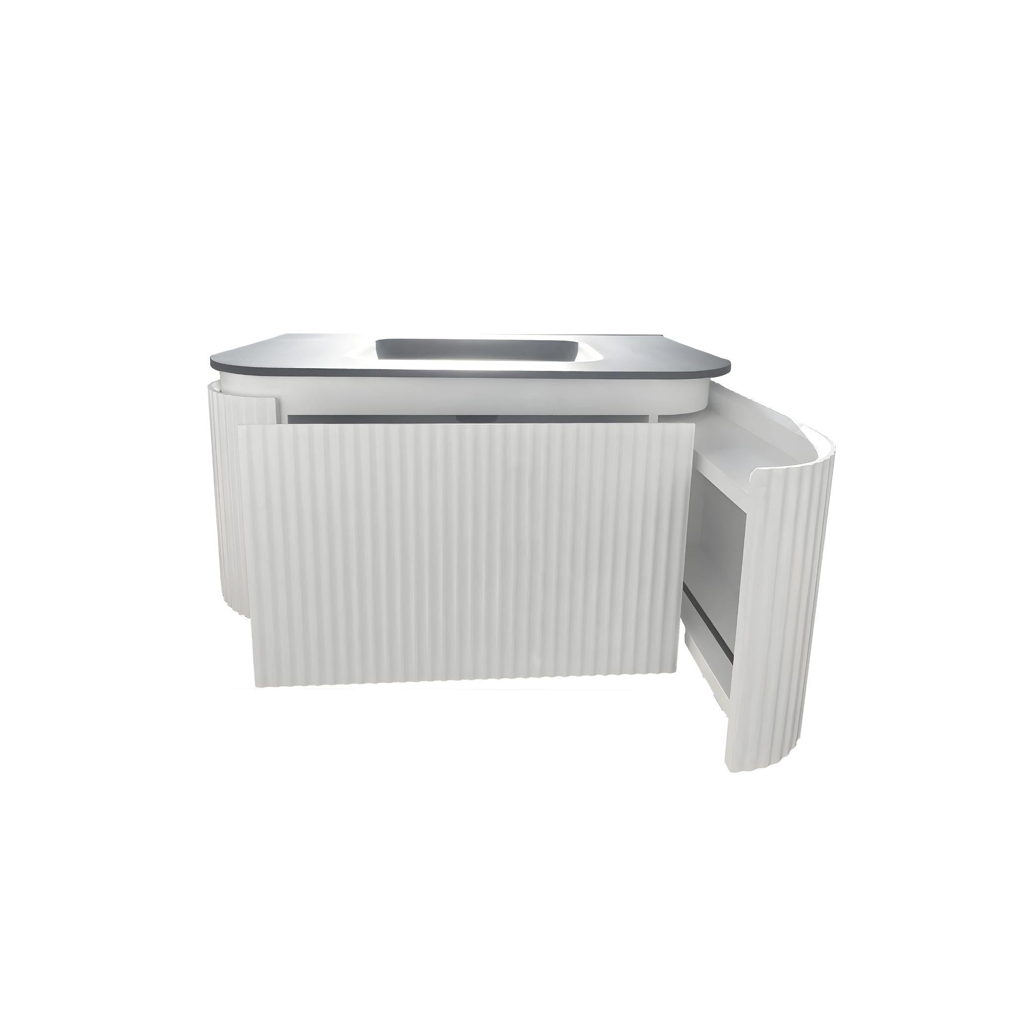 LUKKA ESTELLA MATTE WHITE 600MM CURVE SINGLE BOWL WALL HUNG VANITY