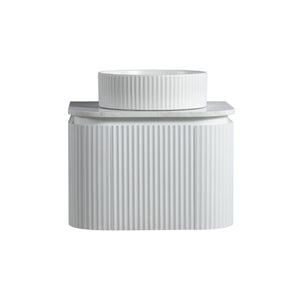LUKKA ESTELLA MATTE WHITE 600MM CURVE SINGLE BOWL WALL HUNG VANITY