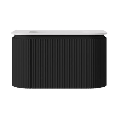 LUKKA ESTELLA MATTE BLACK 750MM CURVE SINGLE BOWL WALL HUNG VANITY