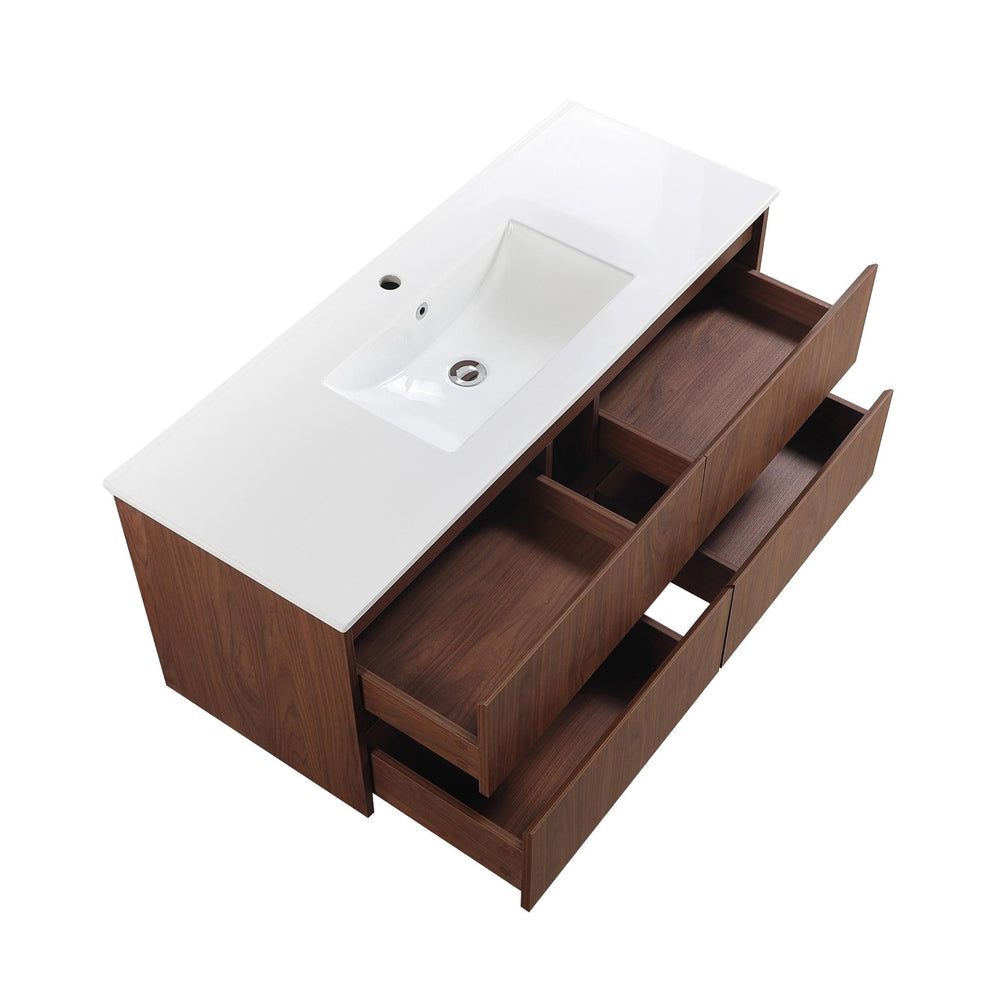 LUKKA GLADSTONE MODERN MOCHA OAK 1200MM SINGLE BOWL WALL HUNG VANITY