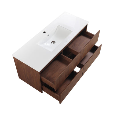 LUKKA GLADSTONE MODERN MOCHA OAK 1200MM SINGLE BOWL WALL HUNG VANITY