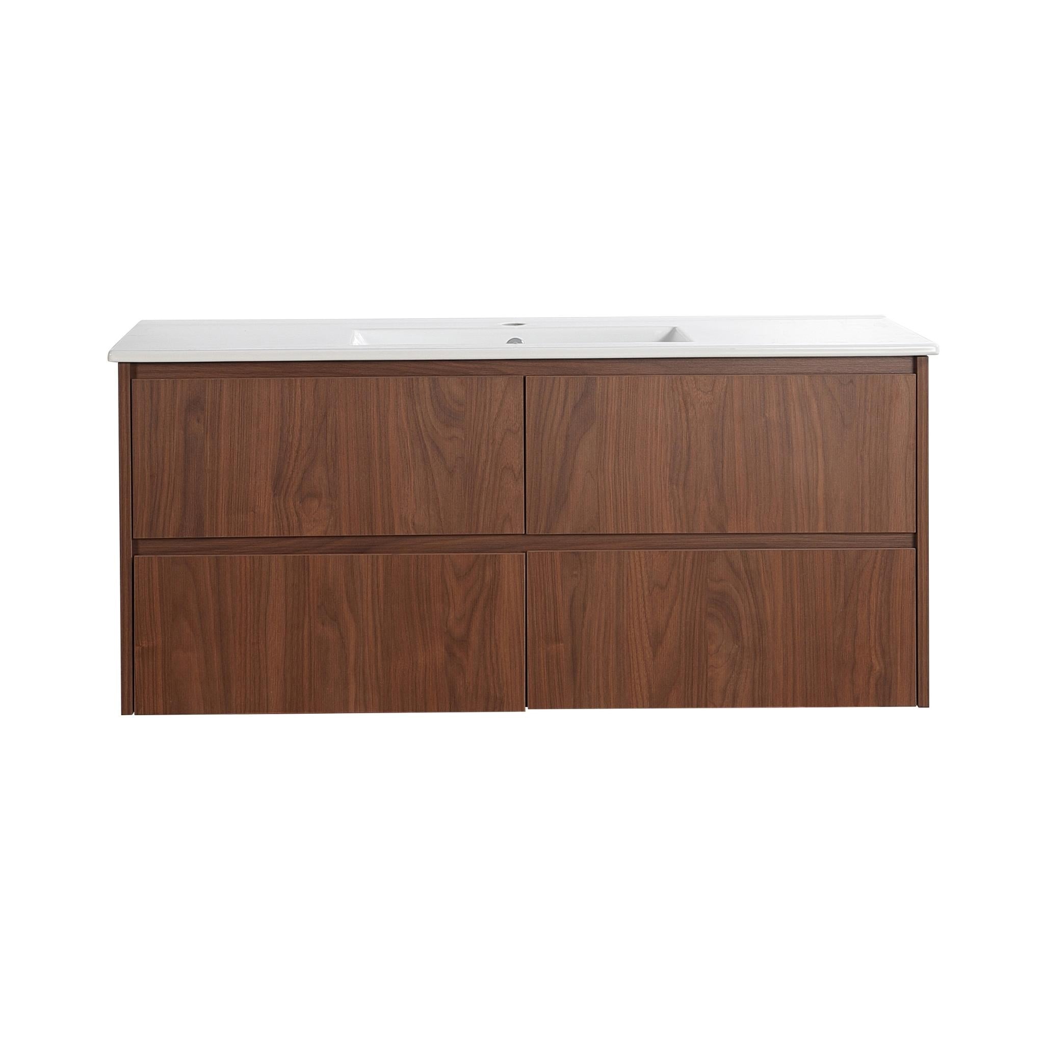 LUKKA GLADSTONE MODERN MOCHA OAK 1200MM SINGLE BOWL WALL HUNG VANITY