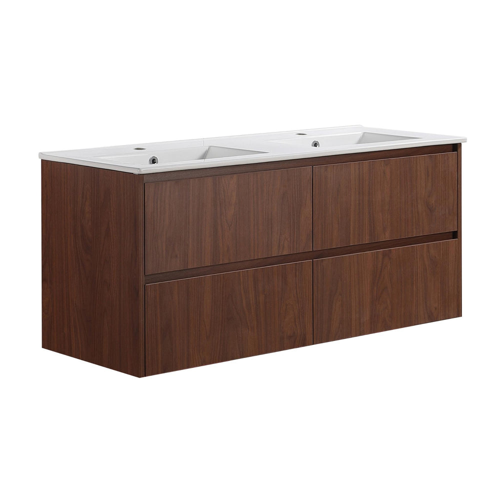 LUKKA GLADSTONE MODERN MOCHA OAK 1200MM DOUBLE BOWL WALL HUNG VANITY