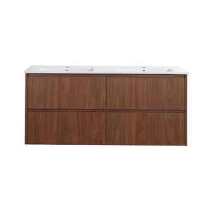 LUKKA GLADSTONE MODERN MOCHA OAK 1200MM DOUBLE BOWL WALL HUNG VANITY