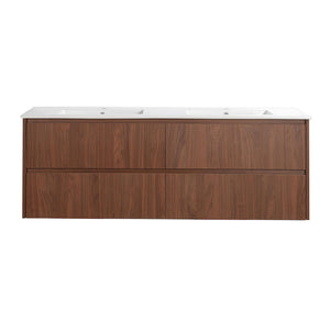 LUKKA GLADSTONE MODERN MOCHA OAK 1500MM DOUBLE BOWL WALL HUNG VANITY