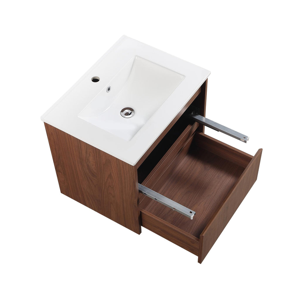 LUKKA GLADSTONE MODERN MOCHA OAK 600MM SINGLE BOWL WALL HUNG VANITY