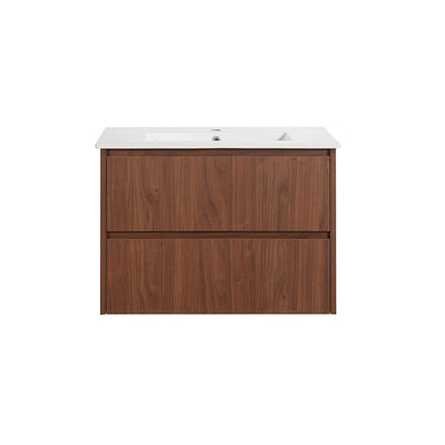 LUKKA GLADSTONE MODERN MOCHA OAK 600MM SINGLE BOWL WALL HUNG VANITY