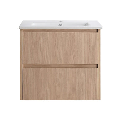 LUKKA GLADSTONE MODERN SANDY OAK 600MM SINGLE BOWL WALL HUNG VANITY