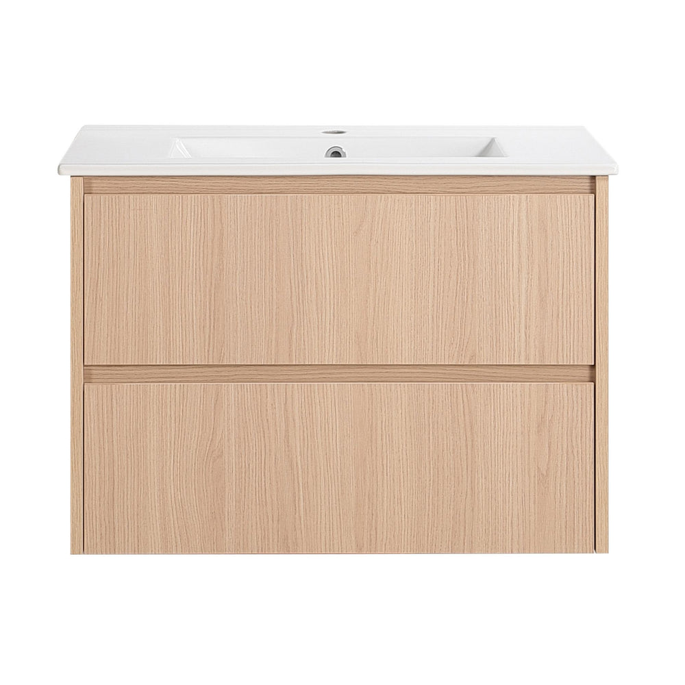LUKKA GLADSTONE MODERN SANDY OAK 750MM SINGLE BOWL WALL HUNG VANITY