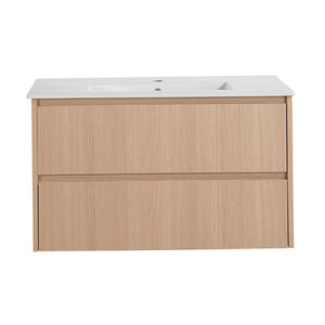 LUKKA GLADSTONE MODERN SANDY OAK 900MM SINGLE BOWL WALL HUNG VANITY