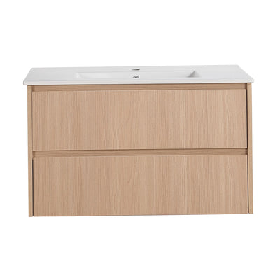 LUKKA GLADSTONE MODERN SANDY OAK 900MM SINGLE BOWL WALL HUNG VANITY