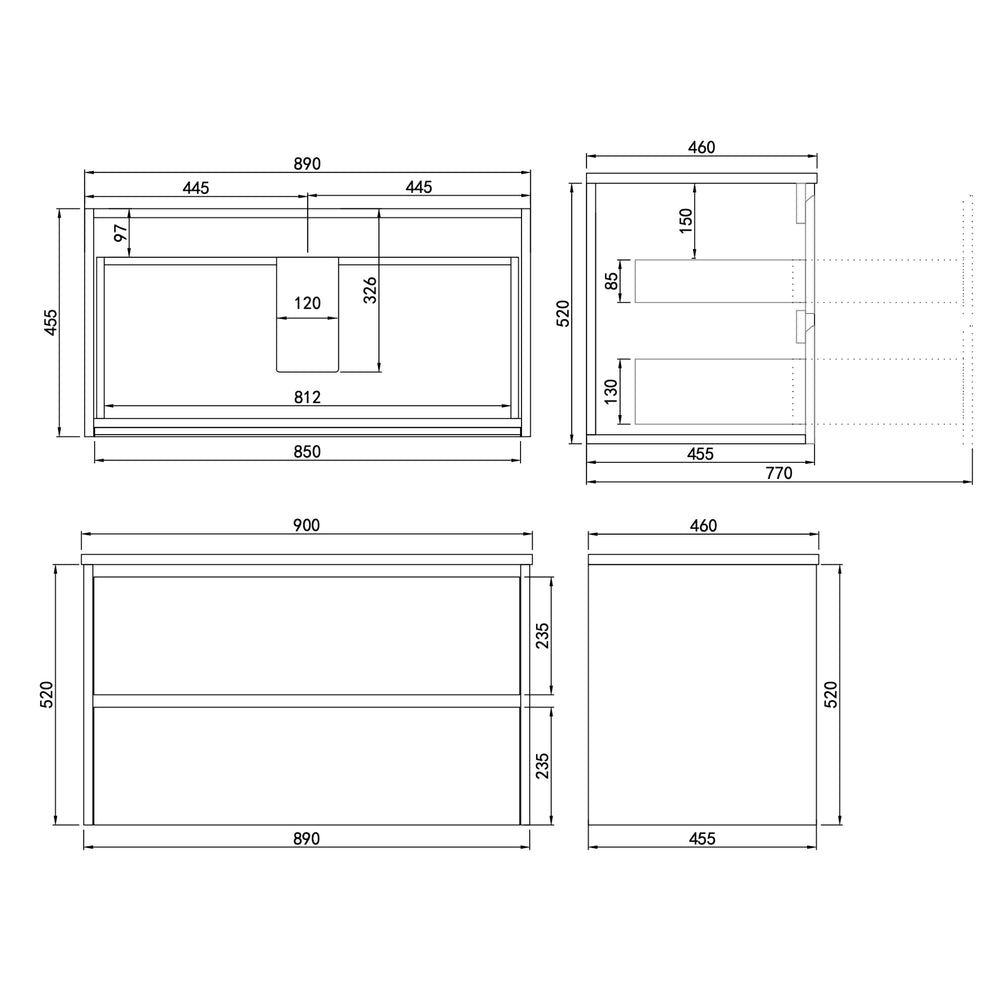 LUKKA GLADSTONE MODERN SANDY OAK 900MM SINGLE BOWL WALL HUNG VANITY