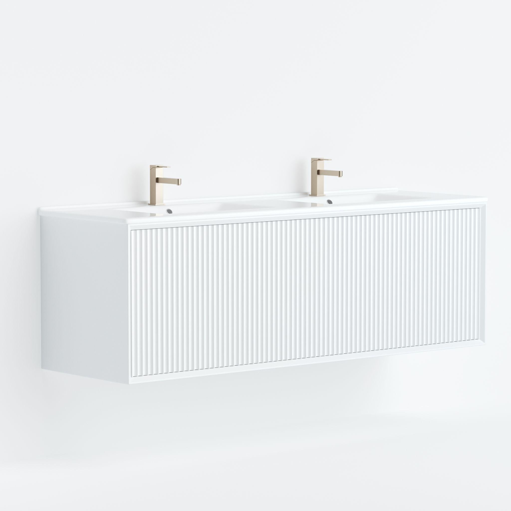 LUKKA KLIFF MODERN MATTE WHITE 1200MM DOUBLE BOWL WALL HUNG VANITY