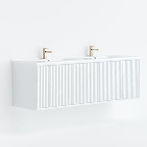 LUKKA KLIFF MODERN MATTE WHITE 1200MM DOUBLE BOWL WALL HUNG VANITY