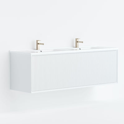LUKKA KLIFF MODERN MATTE WHITE 1200MM DOUBLE BOWL WALL HUNG VANITY
