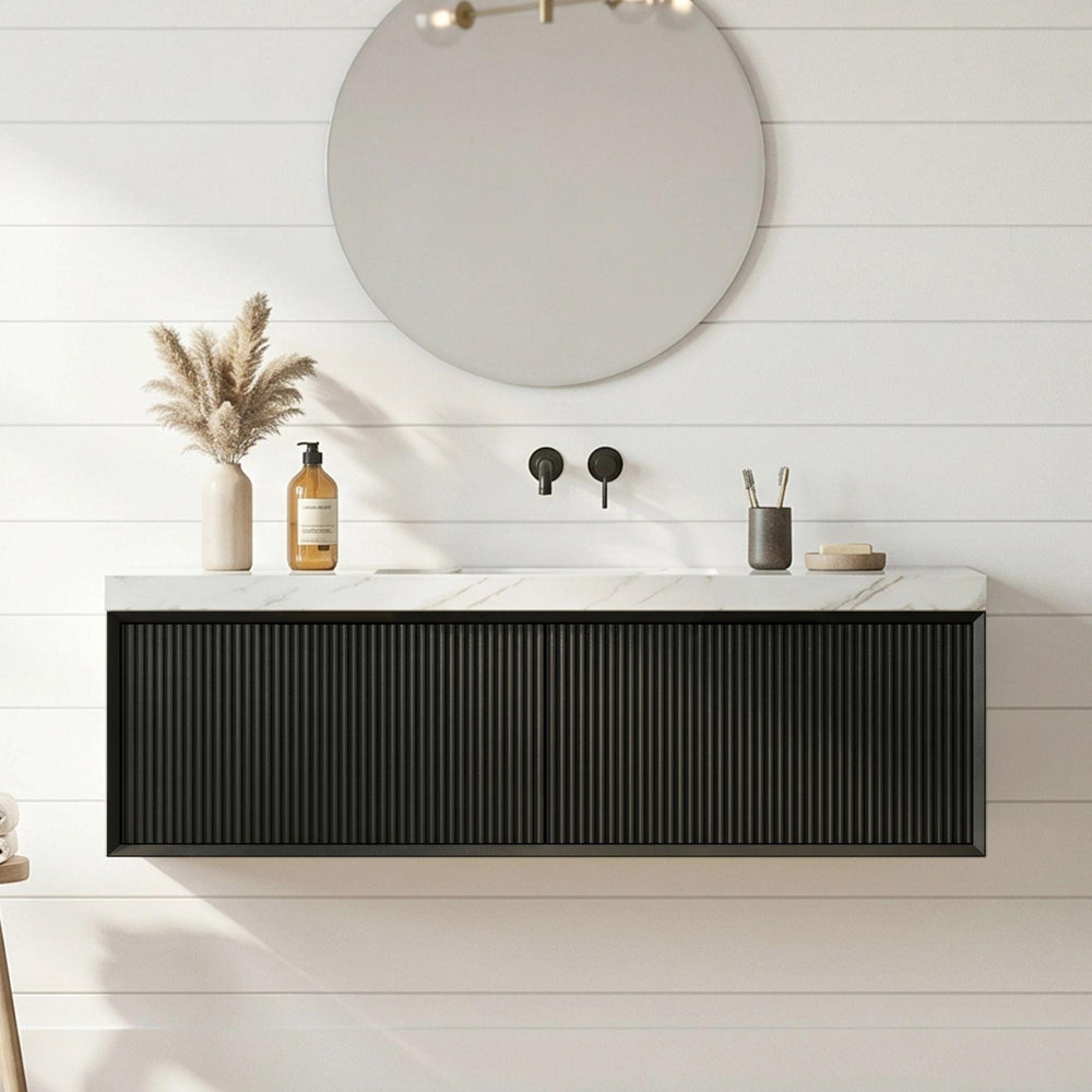 LUKKA KLIFF MODERN MATTE BLACK 1200MM SINGLE BOWL WALL HUNG VANITY