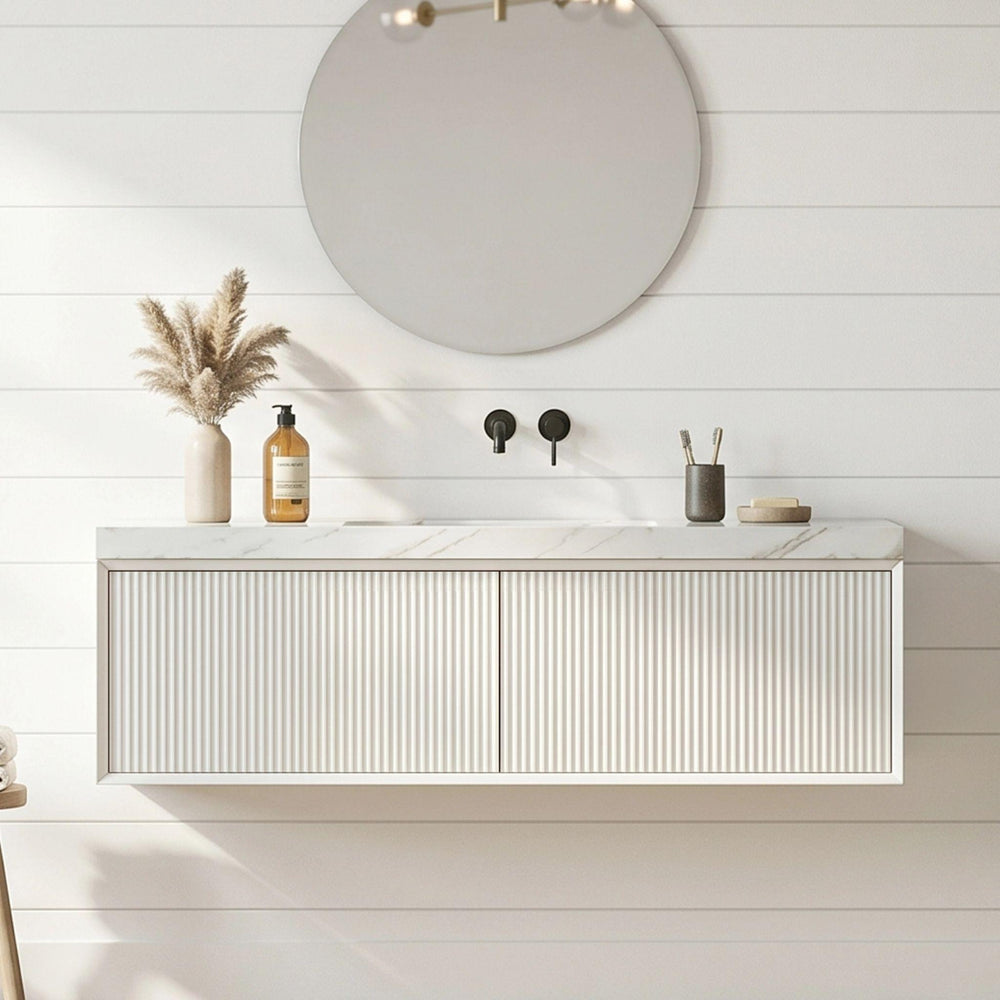 LUKKA KLIFF MODERN MATTE WHITE 1200MM SINGLE BOWL WALL HUNG VANITY