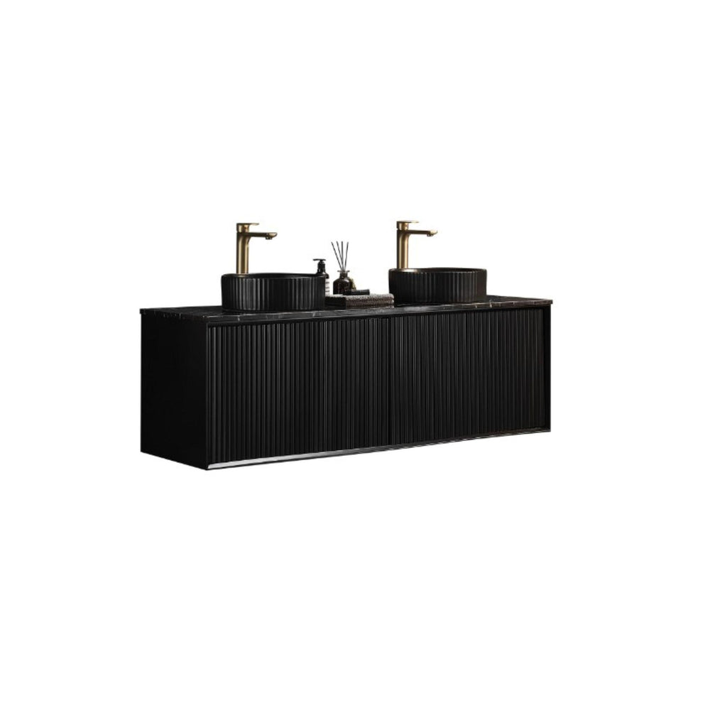 LUKKA KLIFF MODERN MATTE BLACK 1500MM DOUBLE BOWL WALL HUNG VANITY