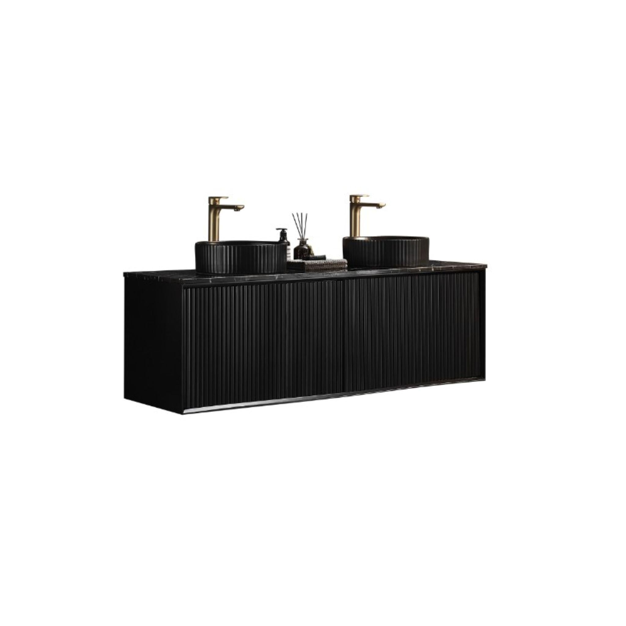 LUKKA KLIFF MODERN MATTE BLACK 1500MM DOUBLE BOWL WALL HUNG VANITY