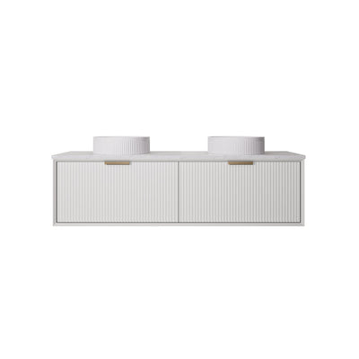 LUKKA KLIFF MODERN MATTE WHITE 1500MM DOUBLE BOWL WALL HUNG VANITY
