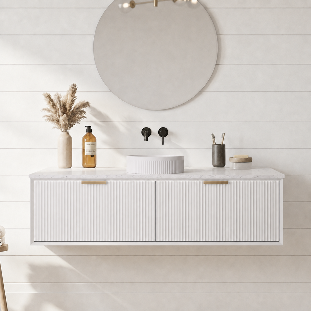 LUKKA KLIFF MODERN MATTE WHITE 1500MM SINGLE BOWL WALL HUNG VANITY