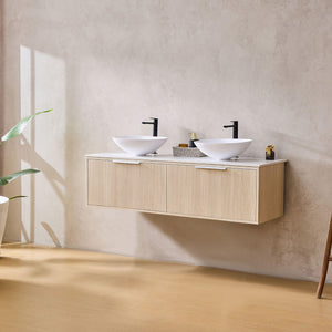 LUKKA KLIFF COASTAL OAK 1500MM DOUBLE BOWL WALL HUNG VANITY