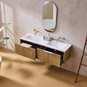 LUKKA KLIFF PRIME OAK 1500MM DOUBLE BOWL WALL HUNG VANITY