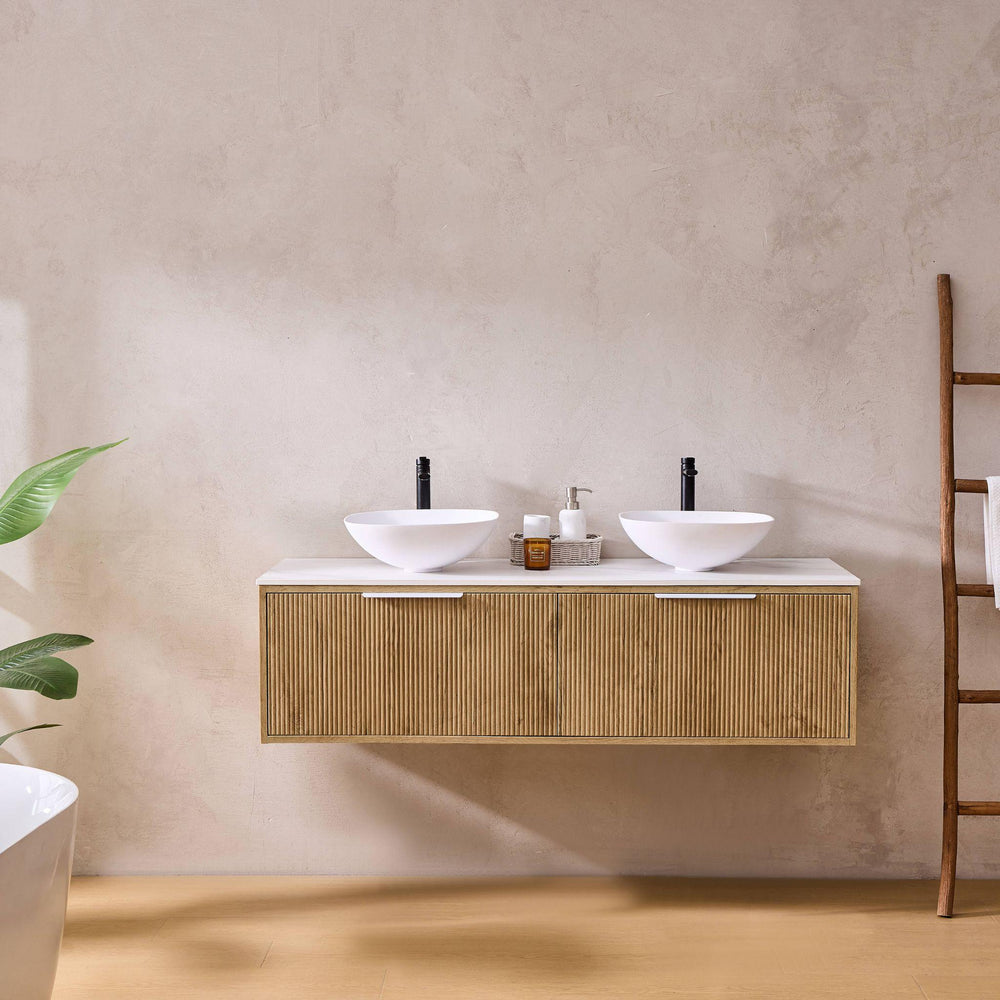 LUKKA KLIFF PRIME OAK 1500MM DOUBLE BOWL WALL HUNG VANITY