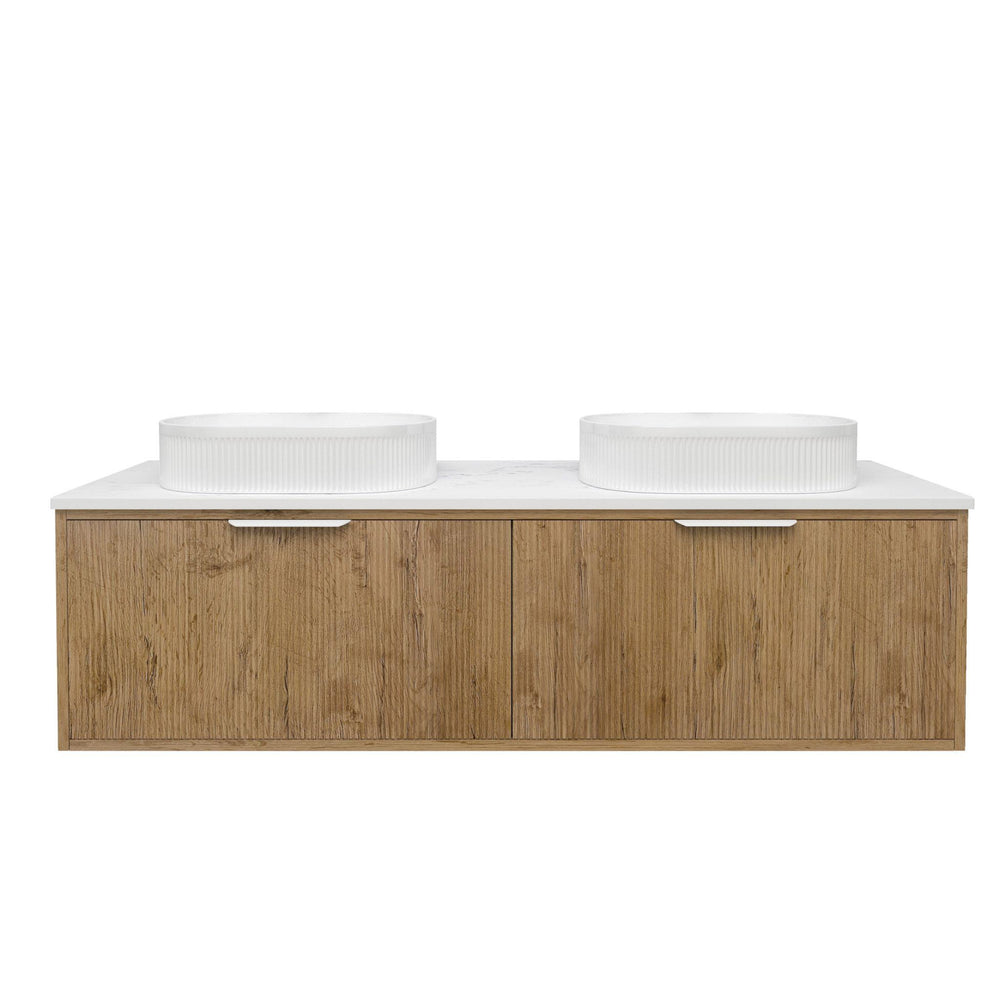 LUKKA KLIFF PRIME OAK 1500MM DOUBLE BOWL WALL HUNG VANITY