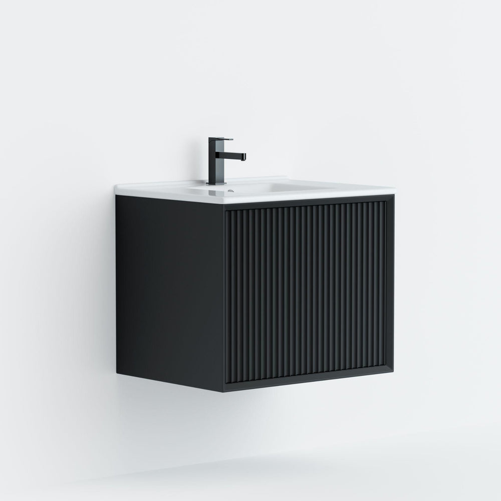 LUKKA KLIFF MODERN MATTE BLACK 600MM SINGLE BOWL WALL HUNG VANITY