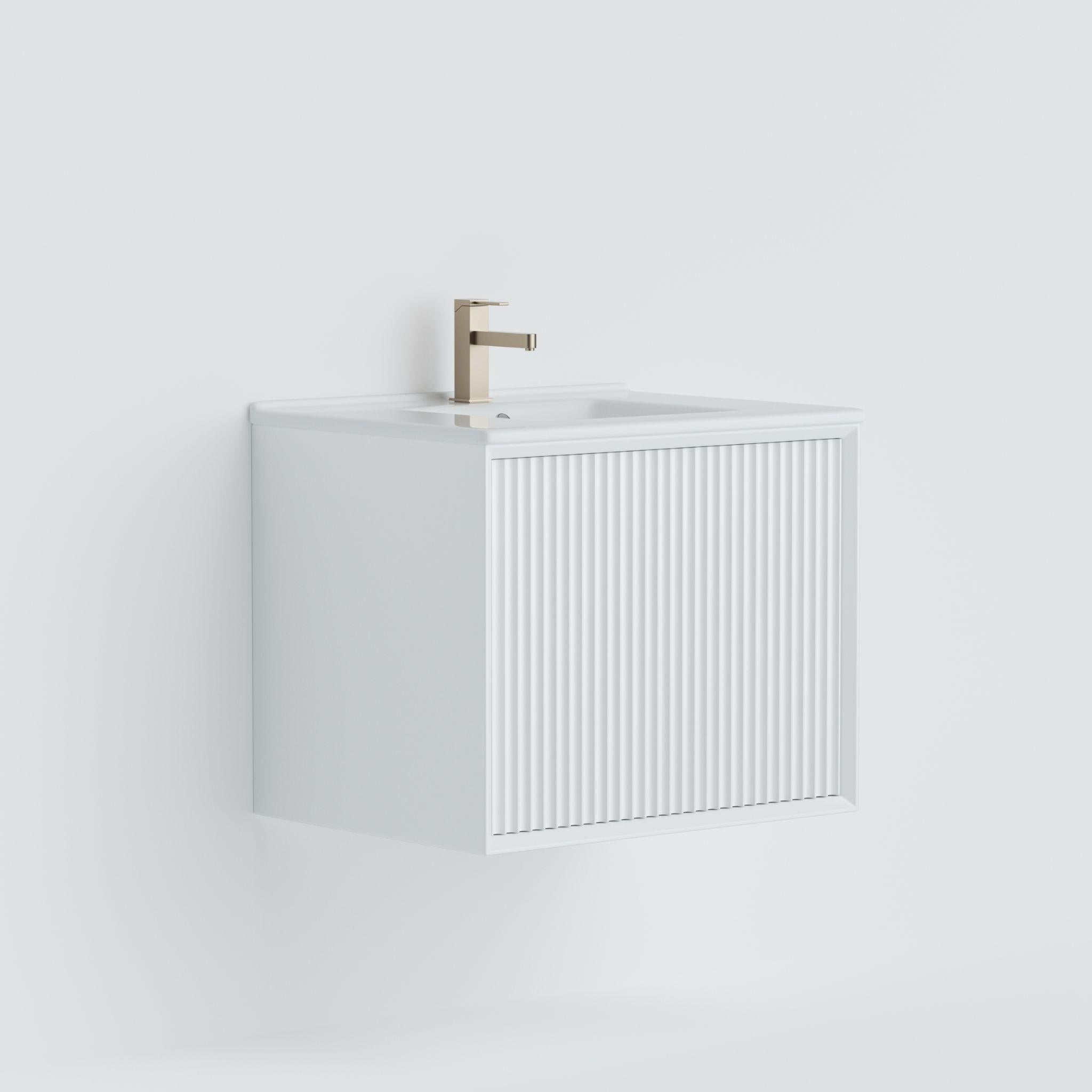 LUKKA KLIFF MODERN MATTE WHITE 600MM SINGLE BOWL WALL HUNG VANITY