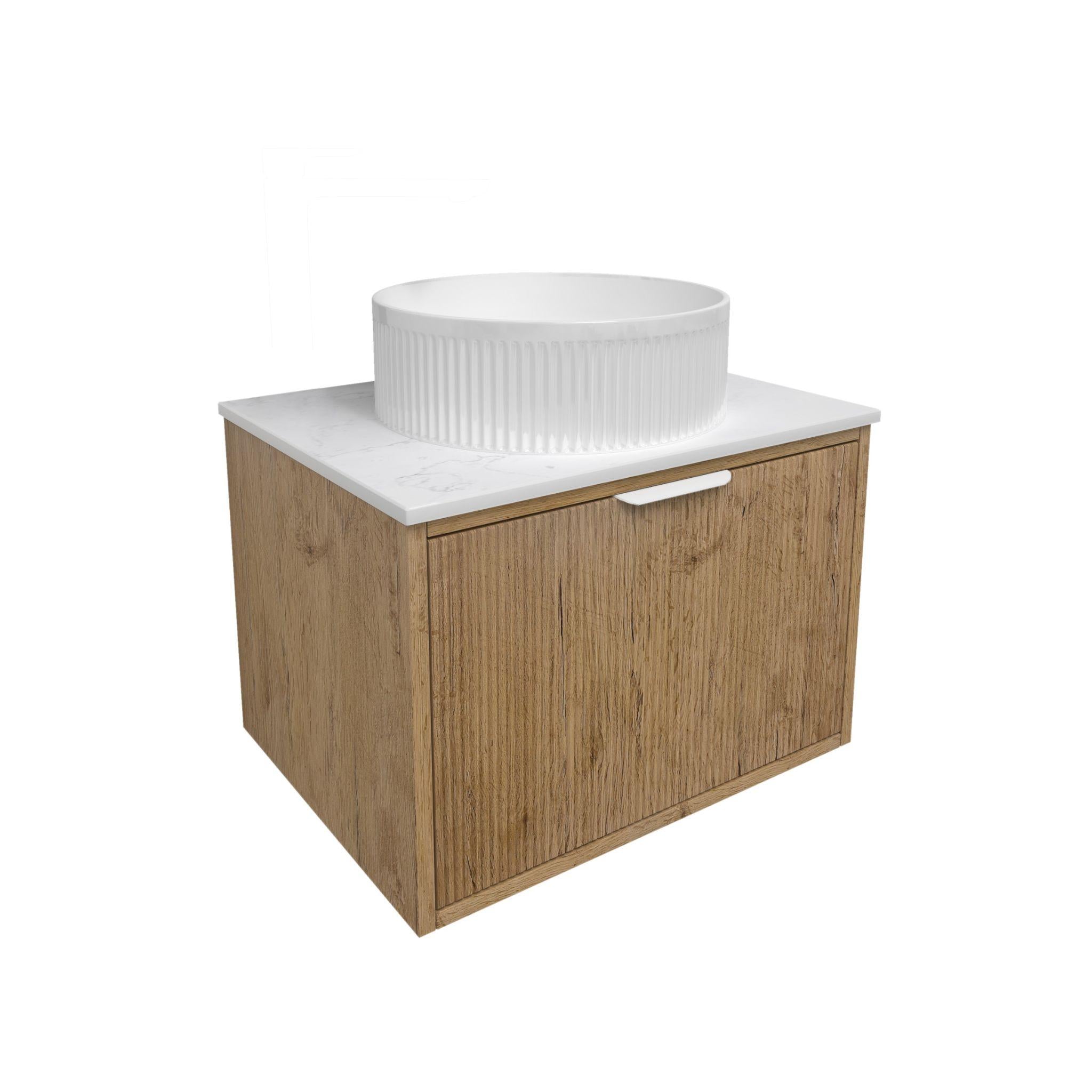 LUKKA KLIFF PRIME OAK 600MM SINGLE BOWL WALL HUNG VANITY