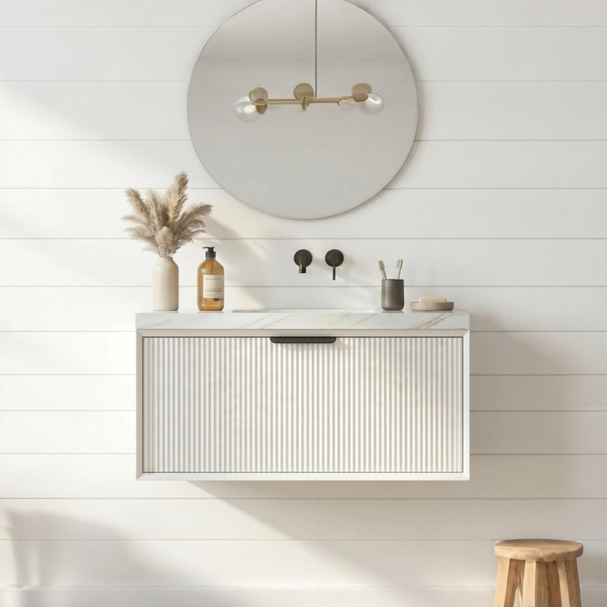 LUKKA KLIFF MODERN MATTE WHITE 750MM SINGLE BOWL WALL HUNG VANITY