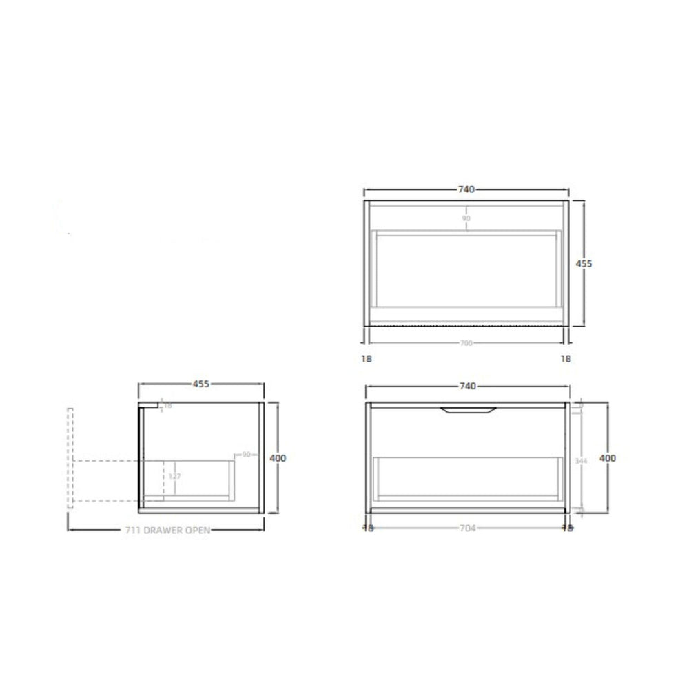 LUKKA KLIFF COASTAL OAK 750MM SINGLE BOWL WALL HUNG VANITY