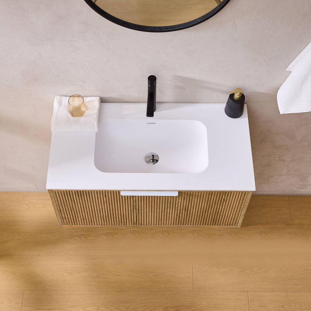LUKKA KLIFF PRIME OAK 750MM SINGLE BOWL WALL HUNG VANITY
