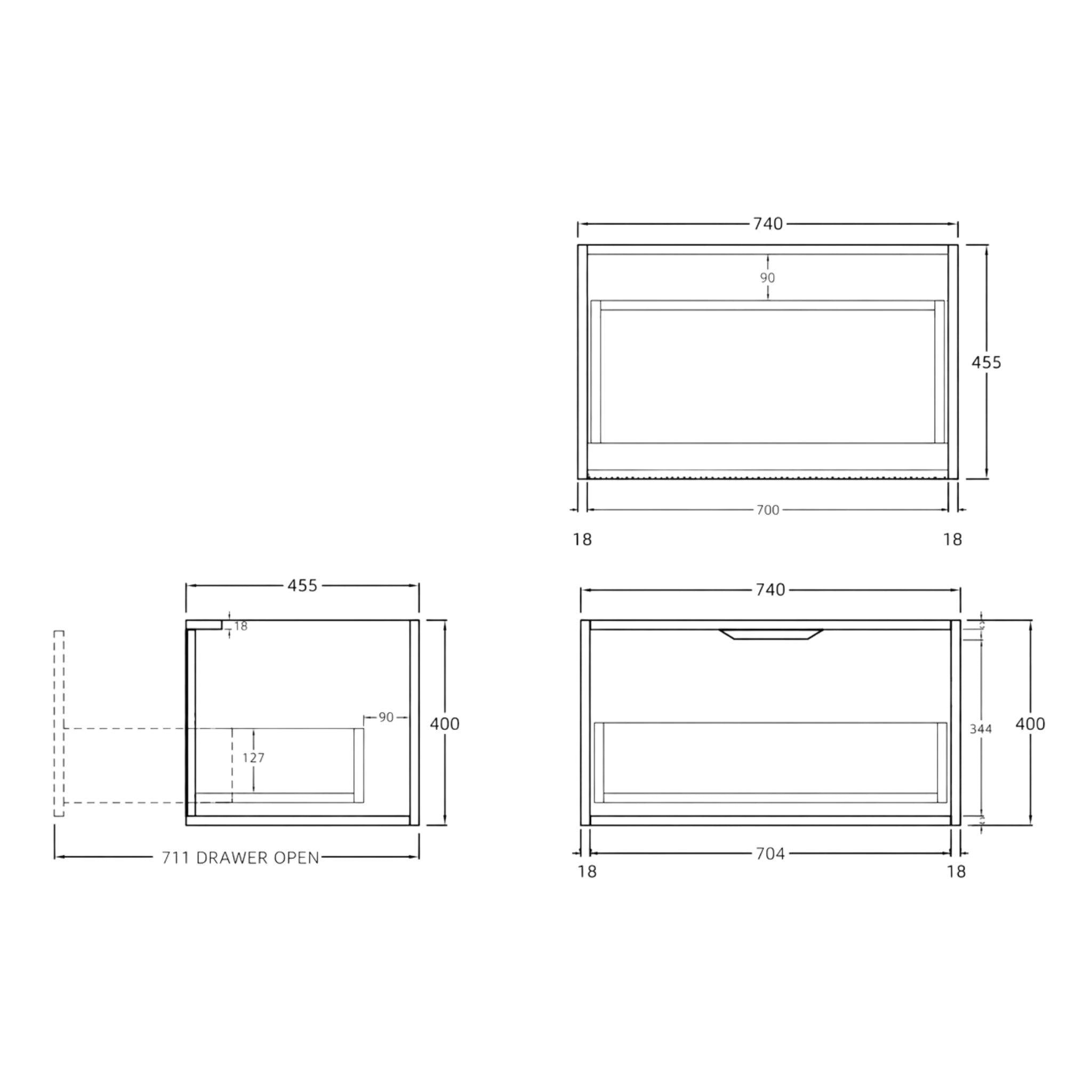 LUKKA KLIFF PRIME OAK 750MM SINGLE BOWL WALL HUNG VANITY