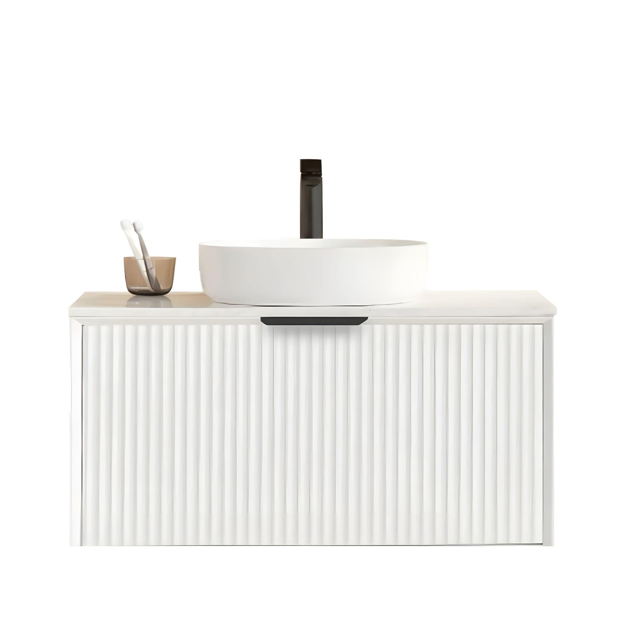 LUKKA KLIFF MODERN MATTE WHITE 900MM SINGLE BOWL WALL HUNG VANITY