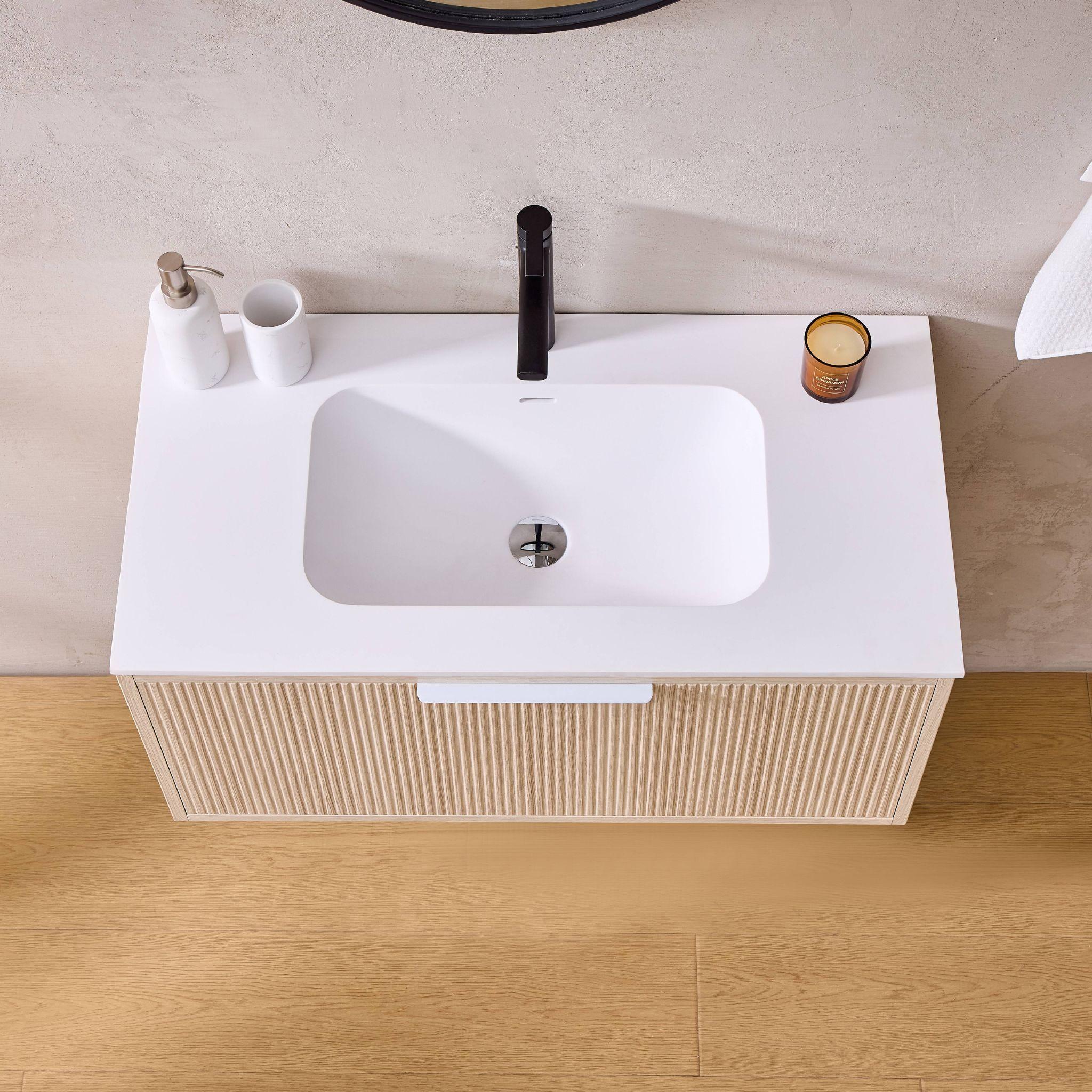 LUKKA KLIFF COASTAL OAK 900MM SINGLE BOWL WALL HUNG VANITY