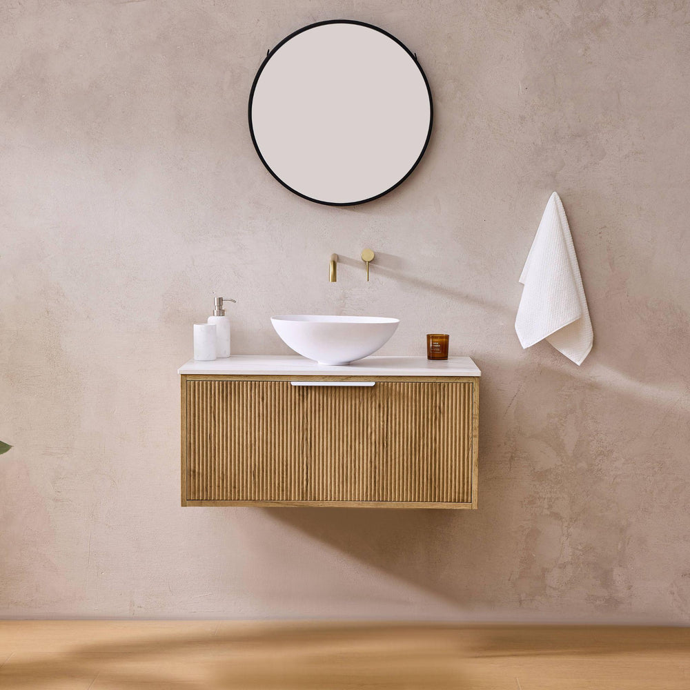 LUKKA KLIFF PRIME OAK 900MM SINGLE BOWL WALL HUNG VANITY