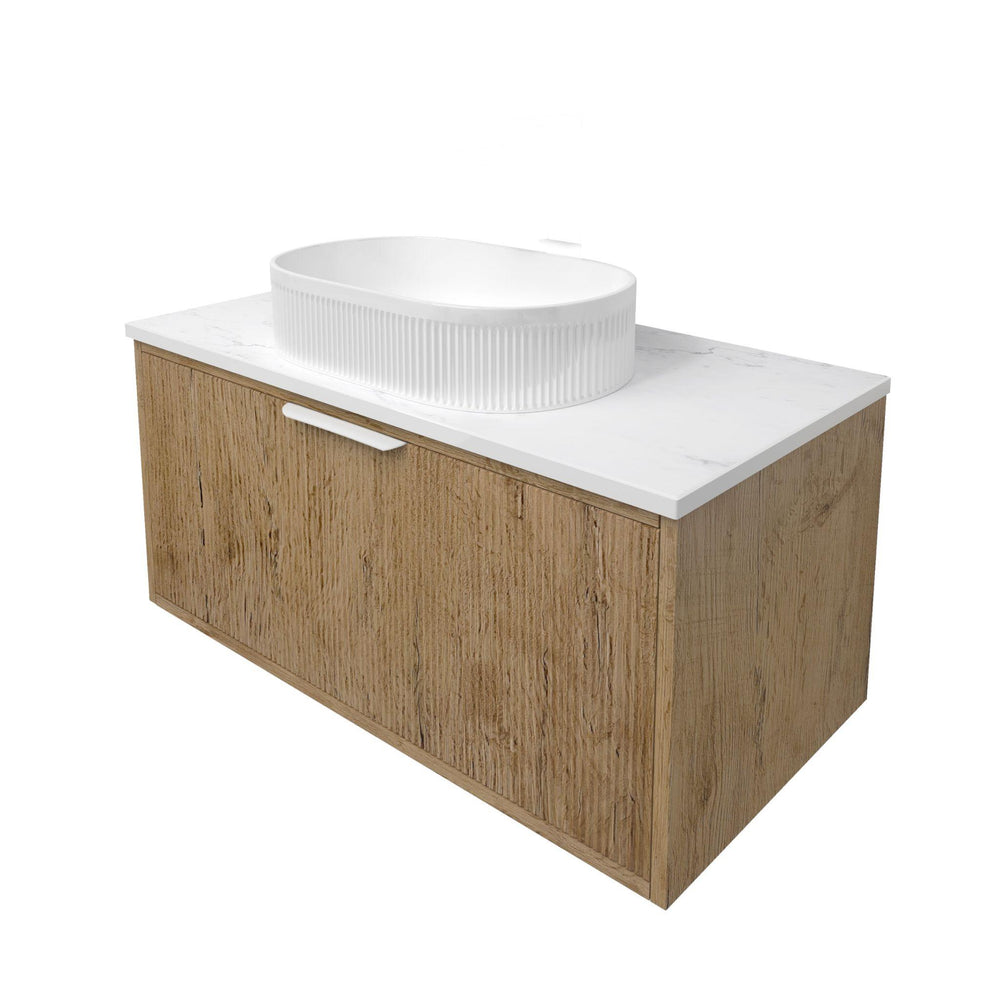 LUKKA KLIFF PRIME OAK 900MM SINGLE BOWL WALL HUNG VANITY