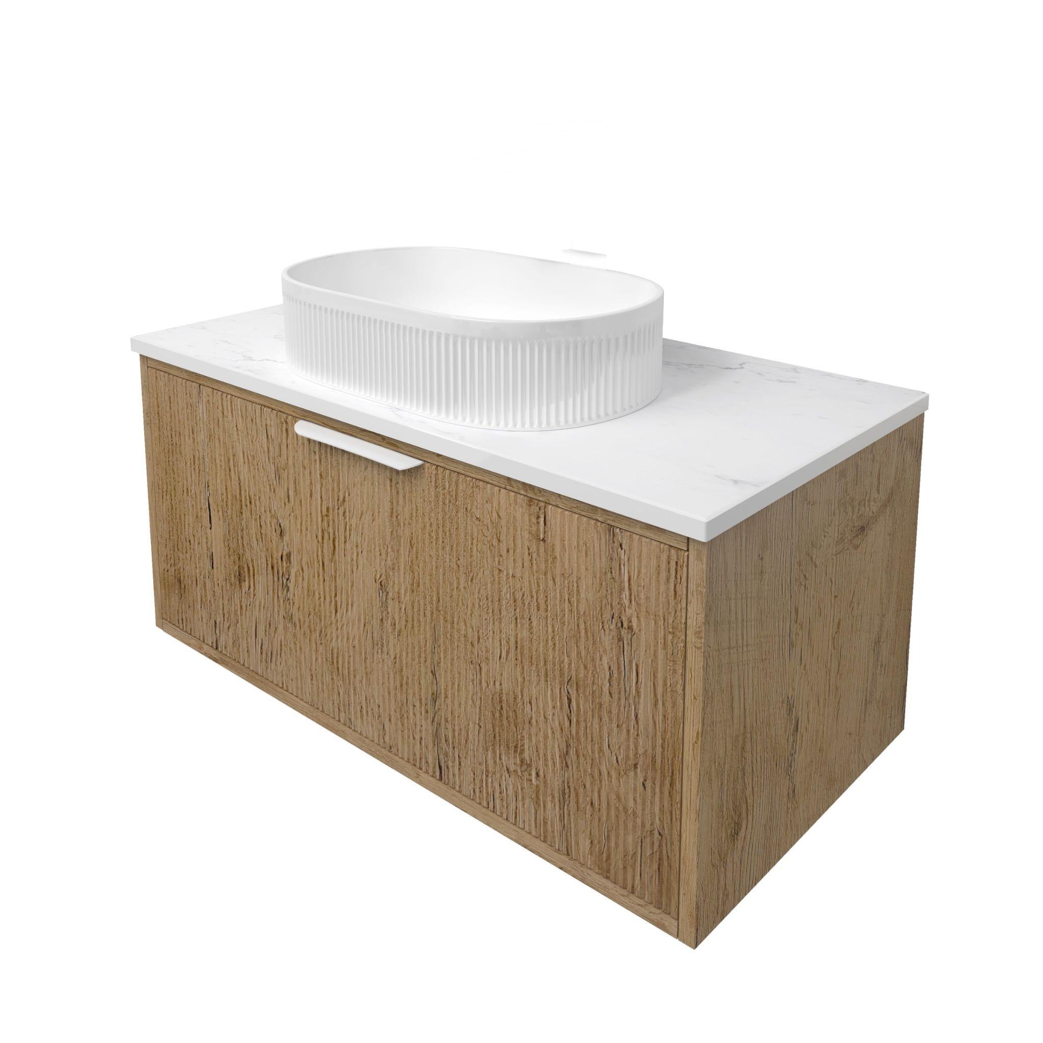 LUKKA KLIFF PRIME OAK 900MM SINGLE BOWL WALL HUNG VANITY