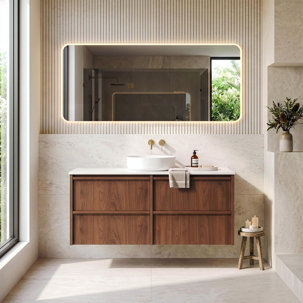 LUKKA RIDGEWOOD MODERN MOCHA OAK 1200MM SINGLE BOWL WALL HUNG VANITY