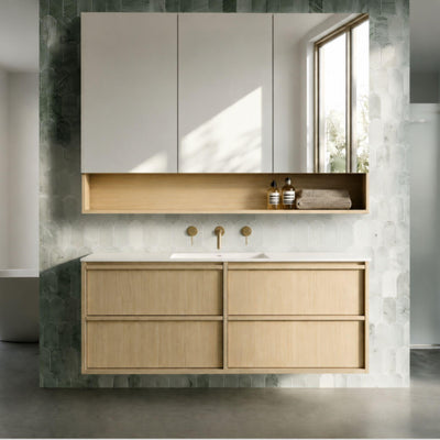 LUKKA RIDGEWOOD MODERN SANDY OAK 1200MM SINGLE BOWL WALL HUNG VANITY