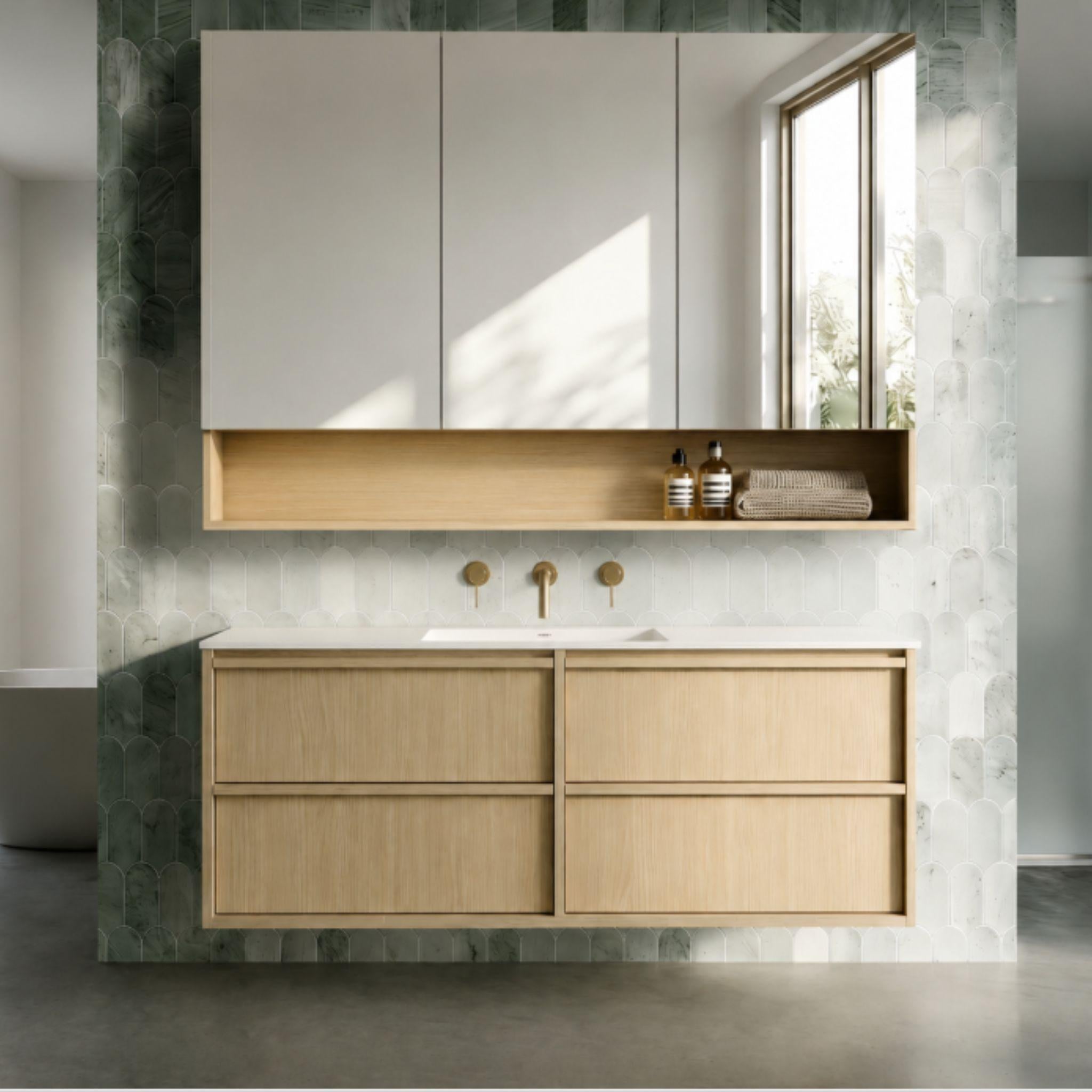 LUKKA RIDGEWOOD MODERN SANDY OAK 1200MM SINGLE BOWL WALL HUNG VANITY
