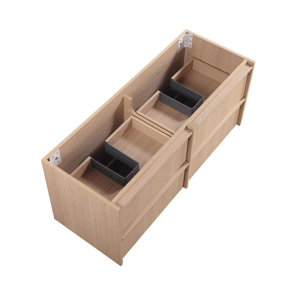 LUKKA RIDGEWOOD MODERN SANDY OAK 1200MM DOUBLE BOWL WALL HUNG VANITY