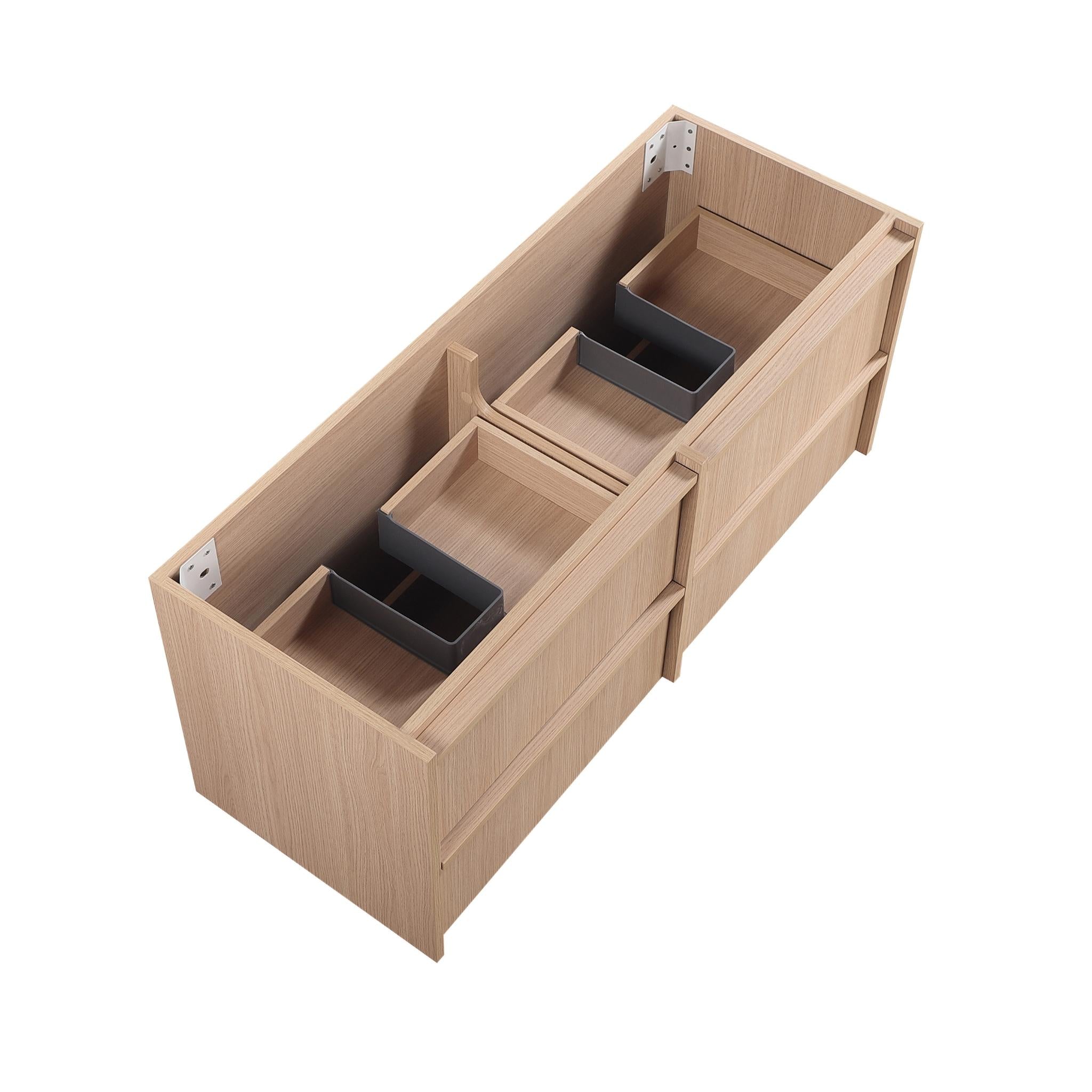 LUKKA RIDGEWOOD MODERN SANDY OAK 1200MM DOUBLE BOWL WALL HUNG VANITY