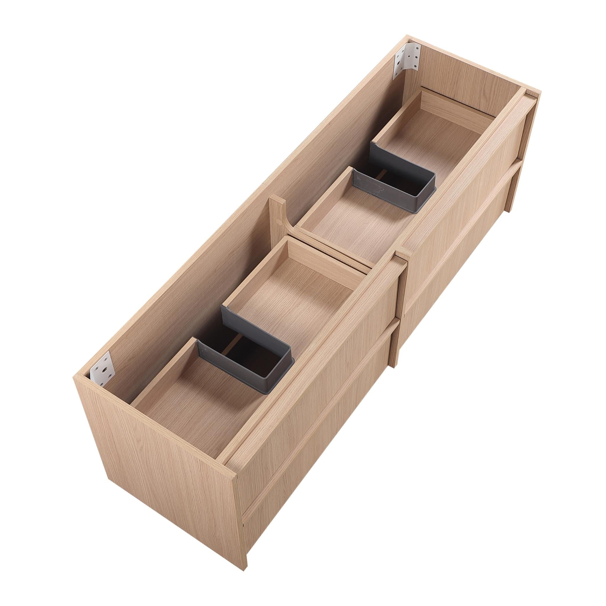 LUKKA RIDGEWOOD MODERN SANDY OAK 1500MM DOUBLE BOWL WALL HUNG VANITY