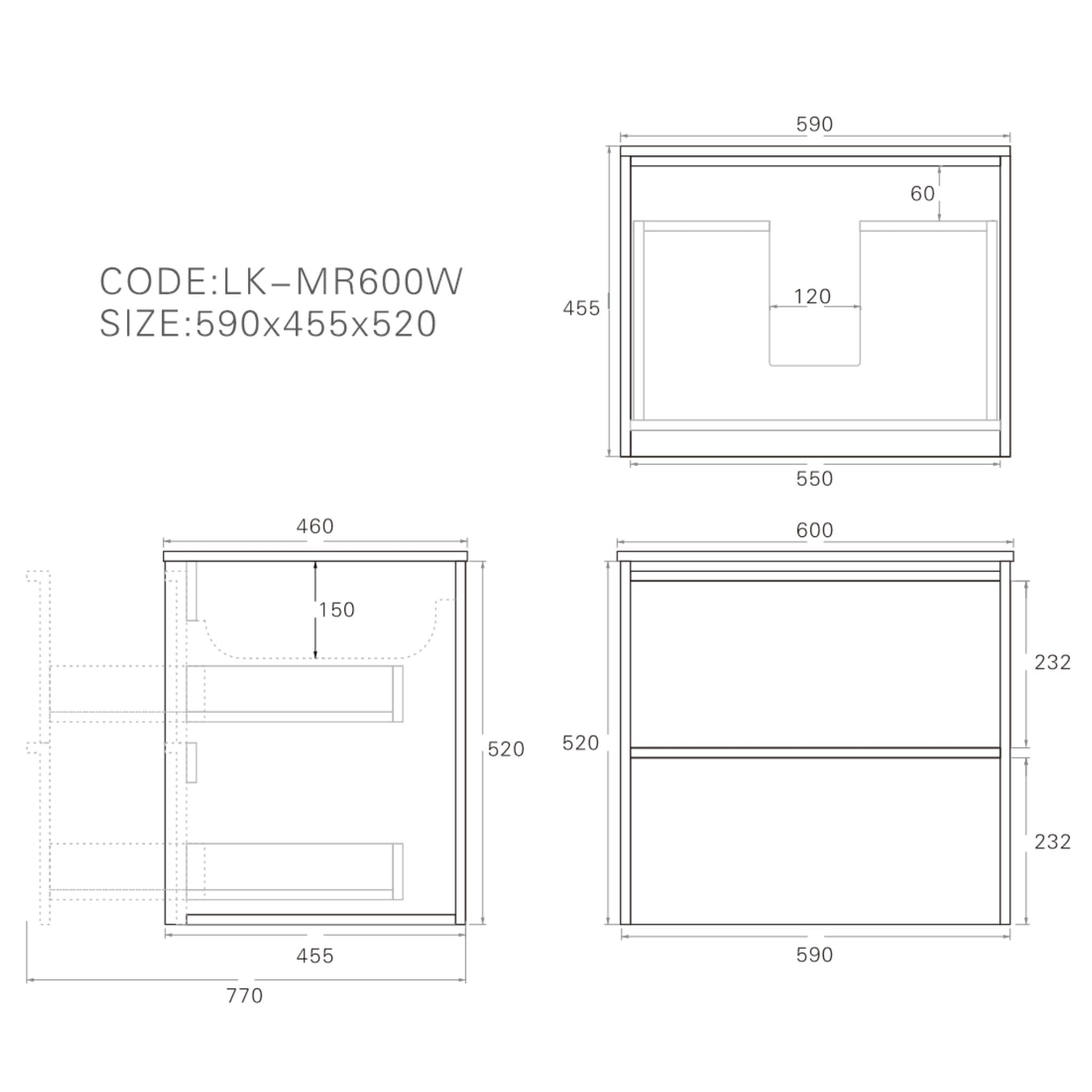 LUKKA RIDGEWOOD MODERN MOCHA OAK 600MM SINGLE BOWL WALL HUNG VANITY